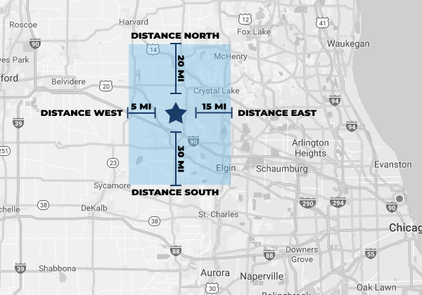 Search Area Map Distance Infomation